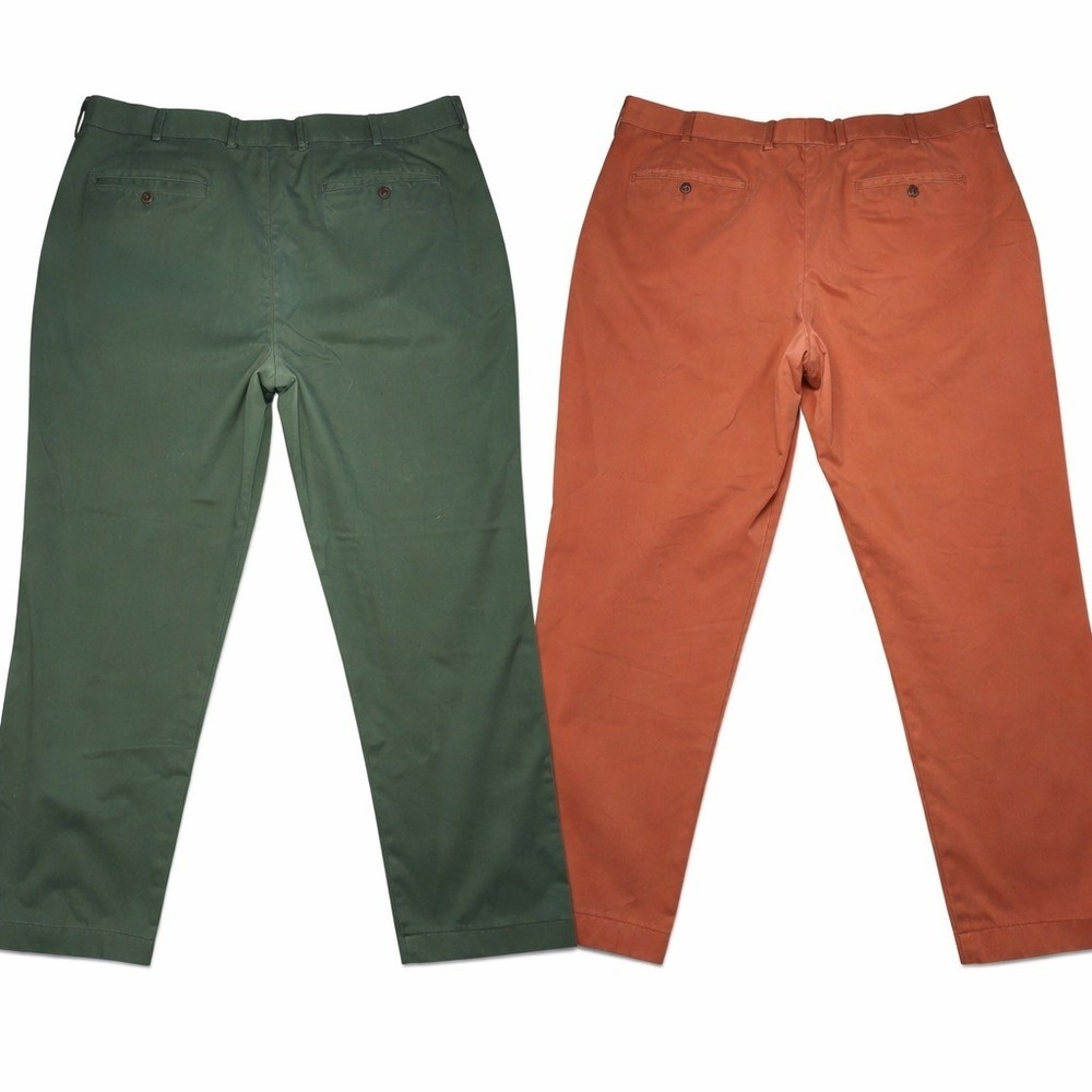 Lot of 2 Pairs Charles Tyrwhitt Stretch Chino Pants 38 Green Terra Cotta Cotton - Picture 3 of 14